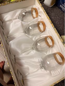 Crystal hand painted Italian wine glasses