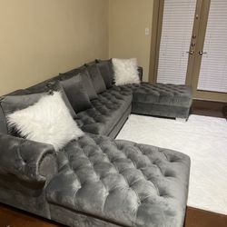 Velvet gray Sectional