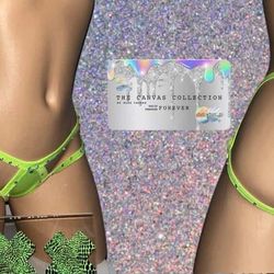 EXOTIC DANCE/ CLUB/ RAVE WEAR: GREEN THONG  WITH RHINESTONES