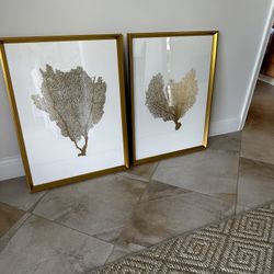 Pair Of Gold Foil Prints 