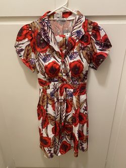 Red And White Floral Dress 