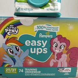 Pampers easy-ups size 2t-3t + baby wipes $25 for all 
