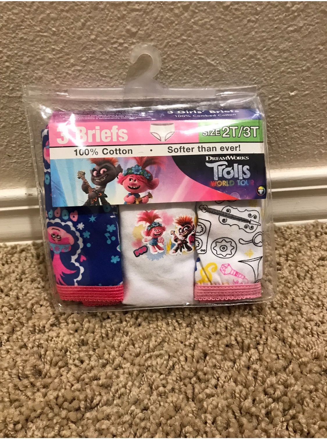 New DREAMWORKS TROLLS TODDLER GIRLS BRIEFS PANTIES SIZE 2T/3T Pack of 3