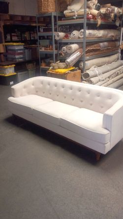 modway White Tufted Three-Seat Sofa