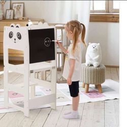 Toddler Helper Chair Stool Convertible Desk Chair Wood 