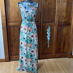 H&M Blue and Pink Floral Maxi Dress