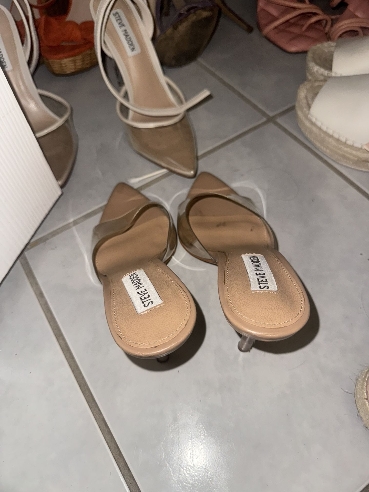 Steve Madden Nude Clear Strap Heels – Women’s Size 6.5