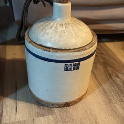 Antique Blue Band Stone Ware Jug Crock #2
