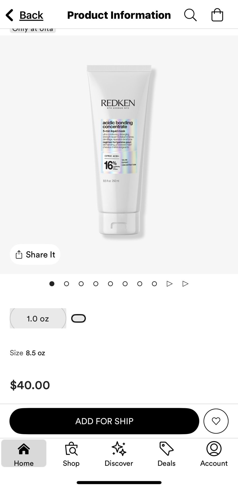 REDKEN Acidic Bonding Concentrate 5-min Liquid Mask