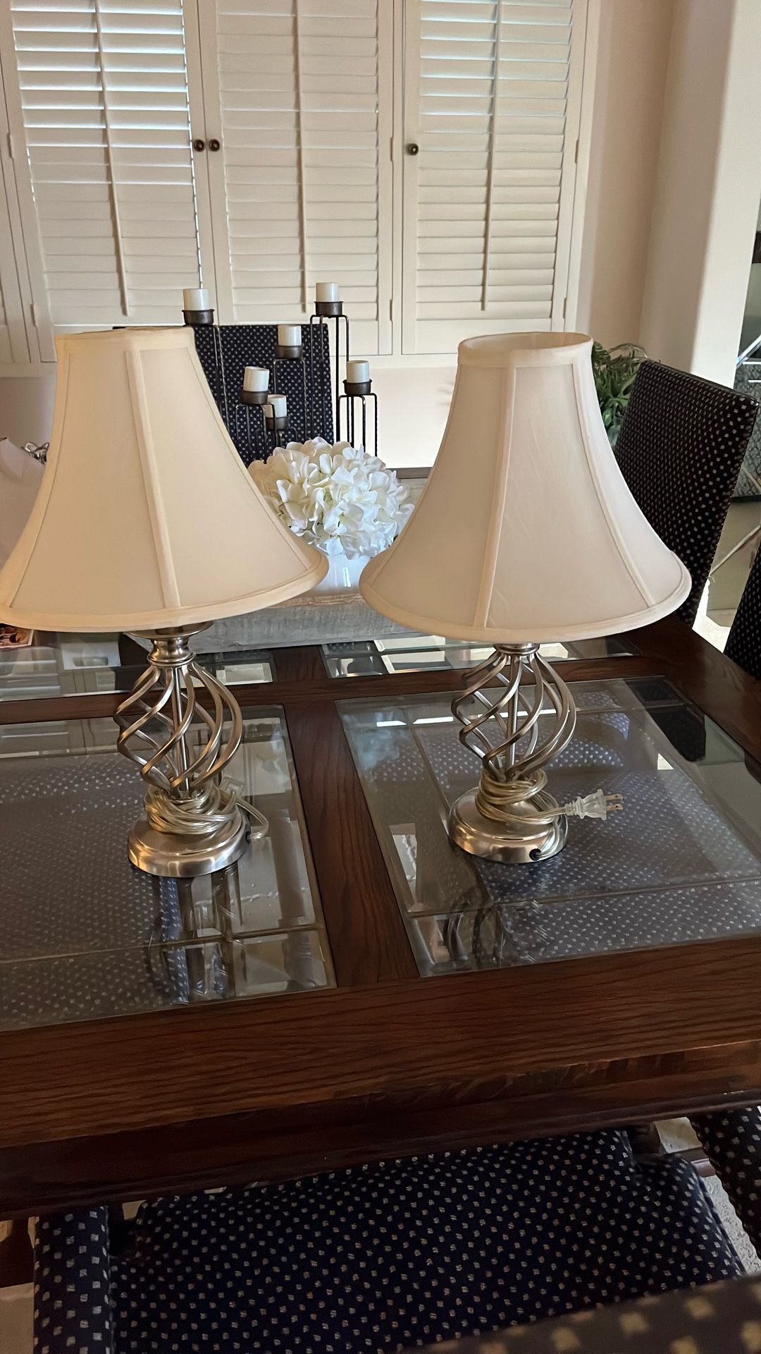 Matching Silver and White Dresser/table Lamps Both
