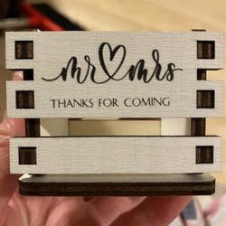 50 Set Wedding Mini Succulent Pot Bridal Unfinished Wood Pot for Succulent Mr Mrs (open box)