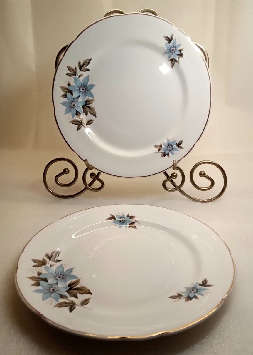 VTG Royal Stafford Fine Bone China Scalloped Salad Plate(2) Cheshire Blue Bonnet