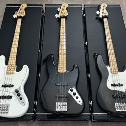 Fender MIM Jazz Basses With Hardshell Case