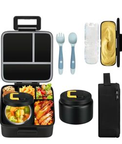 New Bento Lunch Box with 8oz Soup Thermo and Insulated Lunch Bag