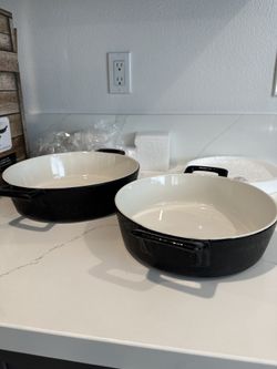 Guy Fieri Bakeware 2 Piece Round Baking Dish  Metallic Glazed Stoneware