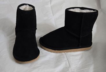 Black Suede Shearling Ankle Boots