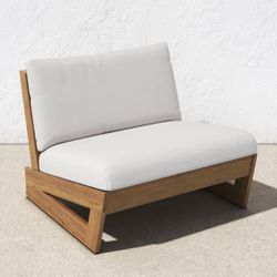 NEW Wood Patio Chair With White Cushions