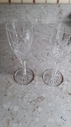 WATERFORD CRYSTAL CHAMPAGNE FLUTES [2] 8/ 3/8 H Mint
