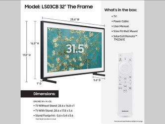 Samsung 32" Class The Frame QLED HDR LS03C TV