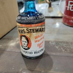 Mrs Stewart's  Liquid Bluing. Vintage Bottle. Full