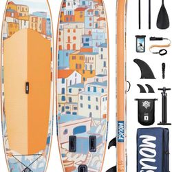 11'×34" Extra Wide Inflatable Stand Up Paddle Board, Stable Ultra Wide SUP for 2 People/Family w/Shoulder Strap, 1600D Backpack, All-Round Sup Board w
