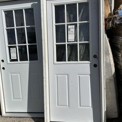 Hi we this two pack one left and one right hand both for $600 One door have door trim both are 32 x 80 steel fron door strong.,.,..,.,., one have some