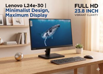 Lenovo 24” Monitor, Excellent Condition, All Cables
