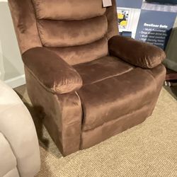 New Manual Recliner Chair Brown Fabric Upholstered.