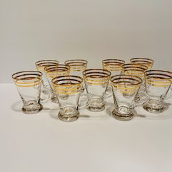 Vintage West Virginia Glass Regent Handled Shot Glasses Set of 11