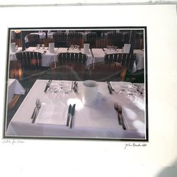 PNW Photographer John Bushnell Signed Photograph “Table For Four” taken in Monterosso, Italy.  Double Matted 11 X 14 - ready to be placed into a frame