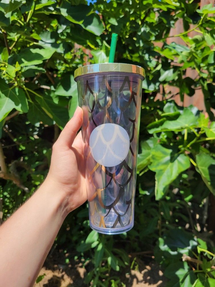 Starbucks Venti Tumbler Gold Mermaid Scale Clear 24oz