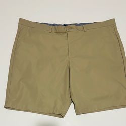 Men's George Khaki Chino At The Knee Comfort Waist Flat Front pockets Shorts 46