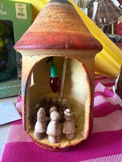 Ceramic table lamp nativity set