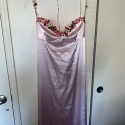 pink silk flower dress 