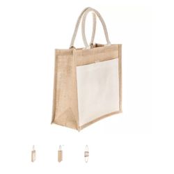 Jute Tote Bag With Canvas Pocket