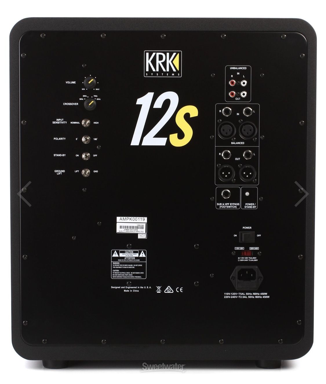 KRK KRK12sHO 12" Front Loaded Vented Powered Subwoofer, 29.2Hz60Hz