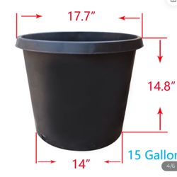 4 Pack Plant Nursery Pots 15 Gallon Plastic Seedling Planters Growing Pots Flower Seed Vegetable 14 Inches