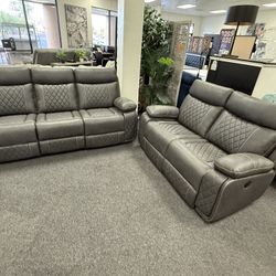 Power Reclining Sofa Set In Gray
