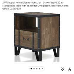 Storage End Table with 1 Shelf X2