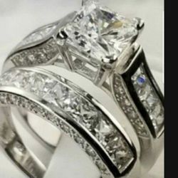 ❤Womens Wedding Engagement Ring Set Princess White Cz 925 Sterling Silver Sz 5-10❤
