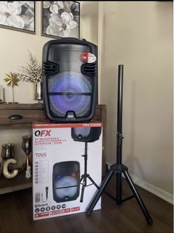 QFX 15" RECHARGEABLE BLUETOOTH SPEAKER WITH MICROPHONE + STAND LED Party Lights🔊🔊🎶🎶🎤
