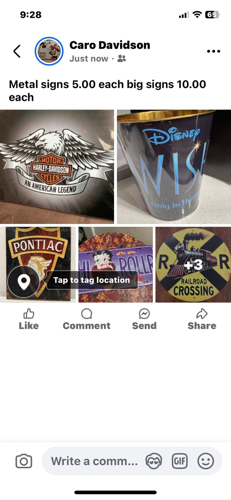 Metal Signs 5.00 Each