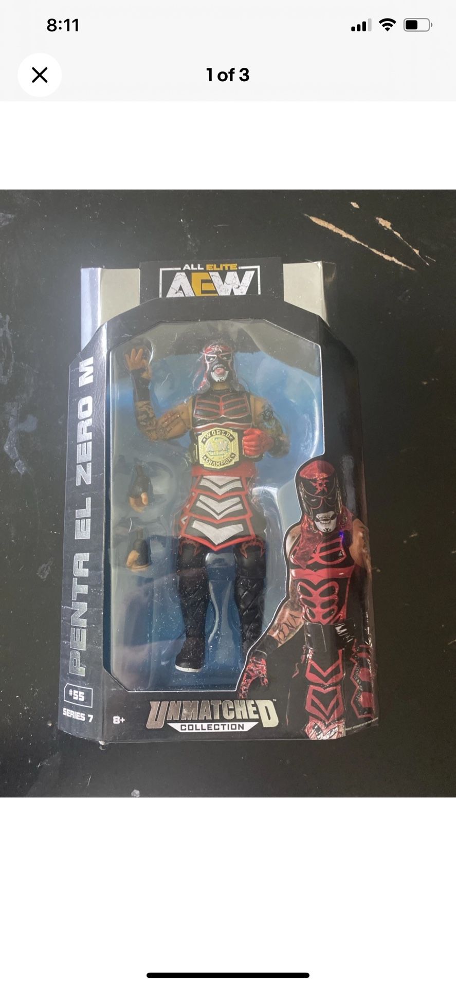 AEW Unmatched Series 7 PENTA EL ZERO M Pentagon Wrestling Figure W/ Belt Wwe Raw