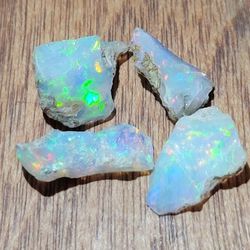 4pcs Natural Ethiopian Fire Opal Rough Polished Gemstones 4-8mm 