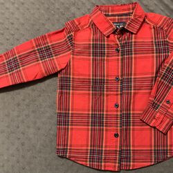 Children's Place Plaid Button Down Shirt Long Sleeves Red 2T