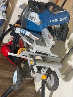 Hercules 12” Dual-Bevel Sliding Compound Miter Saw with Rolling Stand – Semi New