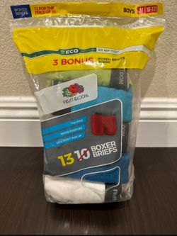 New Fruit of the Loom Boys Boxer Briefs 13 Pack Size M(10-12)