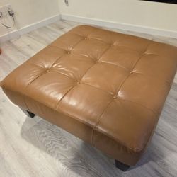 Tan Leather Ottoman 