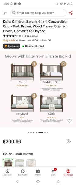 New in box delta 4 in one convertible crib