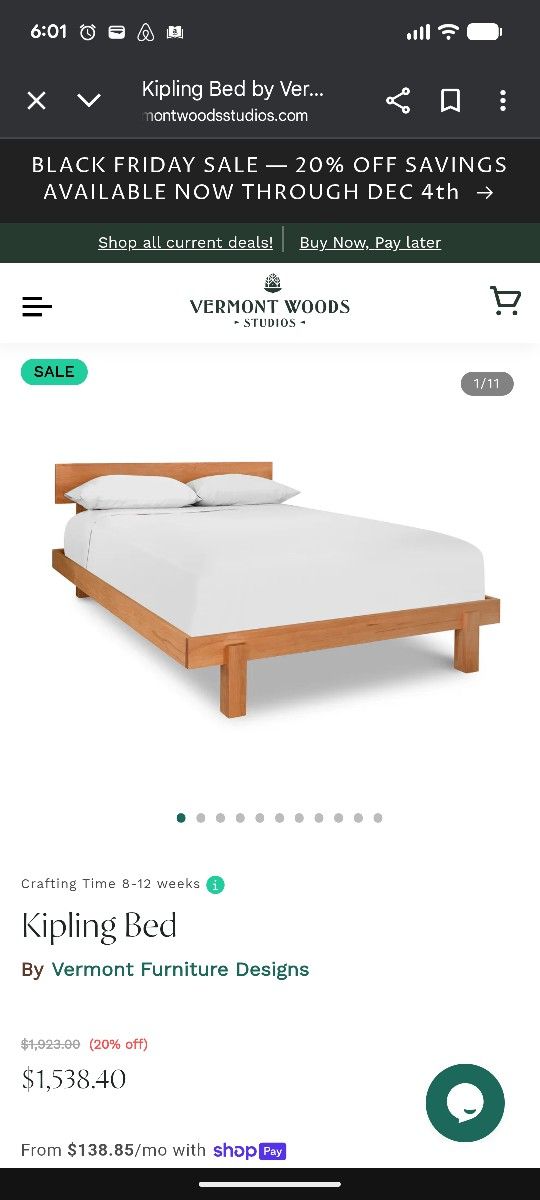 Queen Size Bed Frame, Solid Cherry Wood
